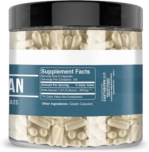 Earthborn Elements Beta Glucan, 200 Capsules, Pure & Undiluted, No Additives in Kuwait