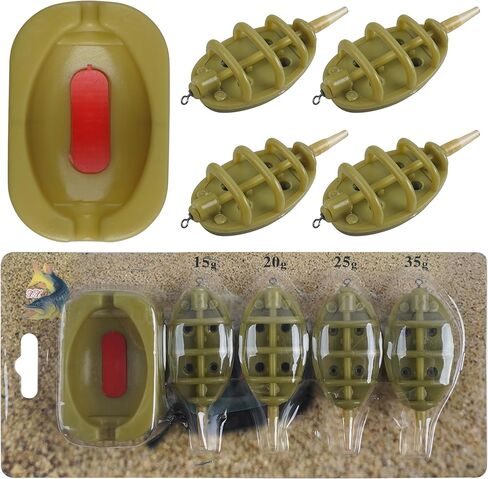 Carp Fishing Method Feeders Set, 4 Inline Method Feeders with 1 Quick Release Carp Fishing Equipment for Baits Holder Method Carp Fishing Tool Accessories in Kuwait