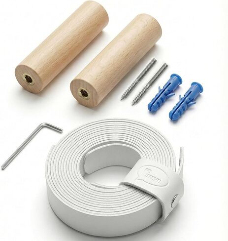 Ho Stevie! Surfboard Wall Mounts - Wood Pegs + Leather Straps - Hang Any Surf Board - Easy Installation in Kuwait