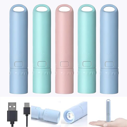 5pack مصابيح كهربائية صغيرة مصباحي LED ， USB C مصابيح فلاش قابلة لإعادة الشحن ， مصابيح كهربائية قابلة للتكبير في المنزل ، والطوارئ ، المخيمات المشي الكلب ， بالجملة للهدايا للأطفال in Kuwait