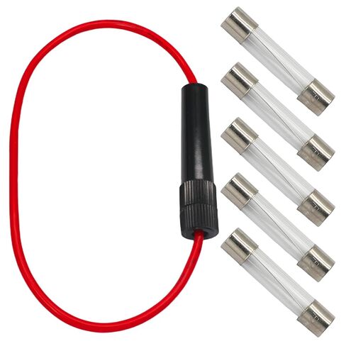 Luomorgo Inline Fuse Holder with 6 Pcs 6x30mm 1A Fuses - Screw Type Wired Mounting for Tube Fuse, Electrical Projects in Kuwait