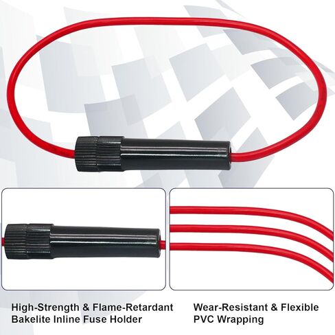Luomorgo Inline Fuse Holder with 6 Pcs 6x30mm 1A Fuses - Screw Type Wired Mounting for Tube Fuse, Electrical Projects in Kuwait