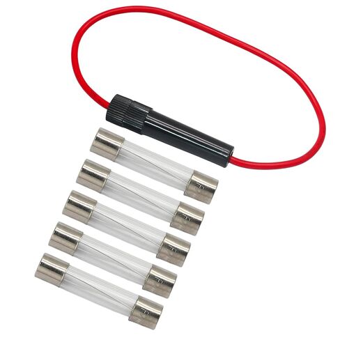 Luomorgo Inline Fuse Holder with 6 Pcs 6x30mm 1A Fuses - Screw Type Wired Mounting for Tube Fuse, Electrical Projects in Kuwait