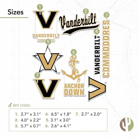 ملصق جامعة صبار الصحراء فاندربيلت كومودوريس VUr شارات الفينيل زجاجة مياه للكمبيوتر المحمول ورقة قصاصات السيارة T2 (النوع 2-3) in Kuwait