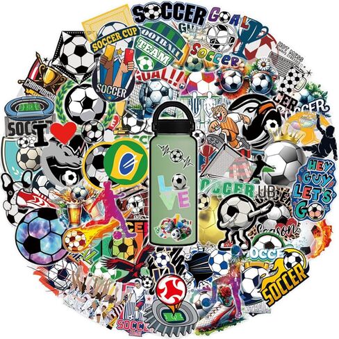 200 Pcs Soccer Stickers for Teens Adults Water Bottle Laptop Phone Case Scrapbooking Bike Luggage Football World Cup Supplies, Waterproof Transparent Sport Car Decals in Kuwait
