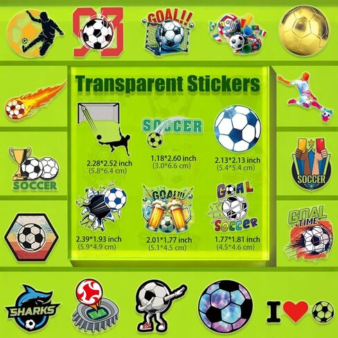 200 Pcs Soccer Stickers for Teens Adults Water Bottle Laptop Phone Case Scrapbooking Bike Luggage Football World Cup Supplies, Waterproof Transparent Sport Car Decals in Kuwait