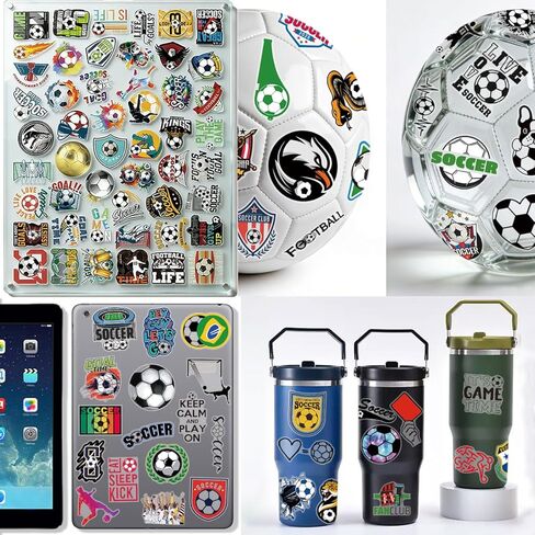200 Pcs Soccer Stickers for Teens Adults Water Bottle Laptop Phone Case Scrapbooking Bike Luggage Football World Cup Supplies, Waterproof Transparent Sport Car Decals in Kuwait