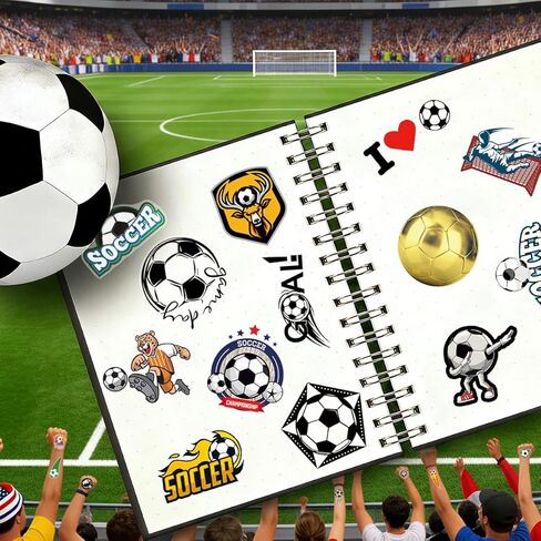 200 Pcs Soccer Stickers for Teens Adults Water Bottle Laptop Phone Case Scrapbooking Bike Luggage Football World Cup Supplies, Waterproof Transparent Sport Car Decals in Kuwait