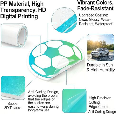 200 Pcs Soccer Stickers for Teens Adults Water Bottle Laptop Phone Case Scrapbooking Bike Luggage Football World Cup Supplies, Waterproof Transparent Sport Car Decals in Kuwait