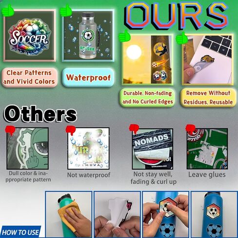 200 Pcs Soccer Stickers for Teens Adults Water Bottle Laptop Phone Case Scrapbooking Bike Luggage Football World Cup Supplies, Waterproof Transparent Sport Car Decals in Kuwait