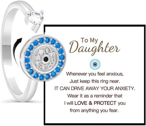 LIU JUN To My Daughter - خاتم تململ العين الشريرة للنساء، يمكن أن يزيل قلقك من مجوهرات الهدايا الملهمة القابلة للتعديل in Kuwait