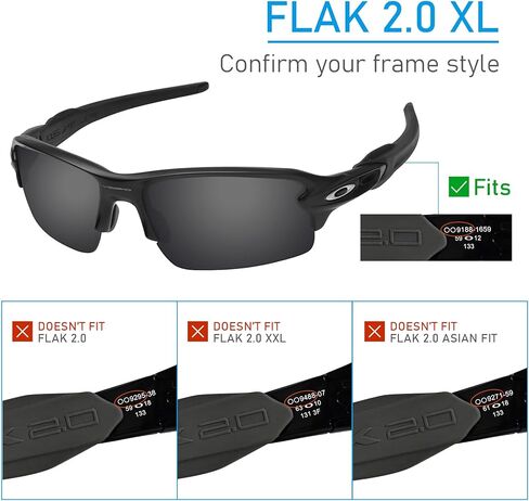 عدسة بديلة لنظارات Oakley Flak 2.0 XL OO9188 الشمسية 4 أزواج - أسود خالص + تيتانيوم + أزرق ثلجي + أحمر ناري in Saudi Arabia