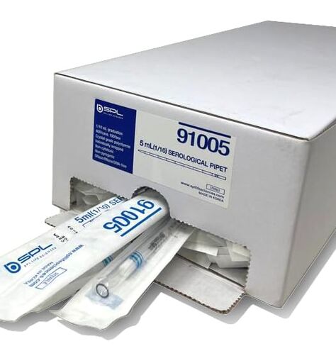 SPL 5 mL Serological Pipette Sterile Graduation 1/10mL, Indiv. Wrap, (2x100/Box) 200/Case in Kuwait