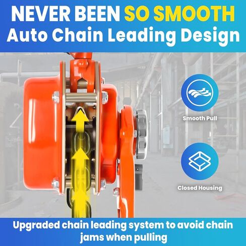 Manual Lever Chain Hoist, 1-1/2 Ton 3300 lbs Capacity 10 Foot Come Along, G80 Galvanized Carbon Steel with Weston Double-Pawl Brake, Auto Chain Leading and Rotation Hook, for Garage Factory Dock in Saudi Arabia