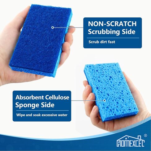 HOMEXCEL Sponges Kitchen 24pcs, Non-Scratch Scrub Dish Sponge Safe on Non-Stick Cookware, Dual Sided Cleaning Sponges for Kitchen, Household, Bathroom and More in Saudi Arabia