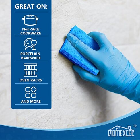HOMEXCEL Sponges Kitchen 24pcs, Non-Scratch Scrub Dish Sponge Safe on Non-Stick Cookware, Dual Sided Cleaning Sponges for Kitchen, Household, Bathroom and More in Saudi Arabia
