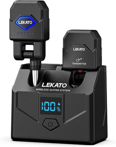 LEKATO 2.4 جيجا هرتز نظام الجيتار اللاسلكي جهاز استقبال الارسال اللاسلكي مع صندوق شحن 4 قنوات صوتية للجيتار باس الآلات الكهربائية in Saudi Arabia