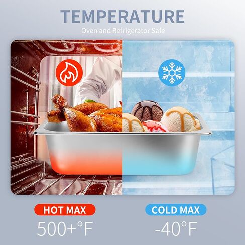 3 Pack 1/3 Size Steam Table Pan with Lid, 4 Inch Deep Restaurant Hotel Pan, Stainless Steel Steam Containers for Household or Kitchen Use in Kuwait