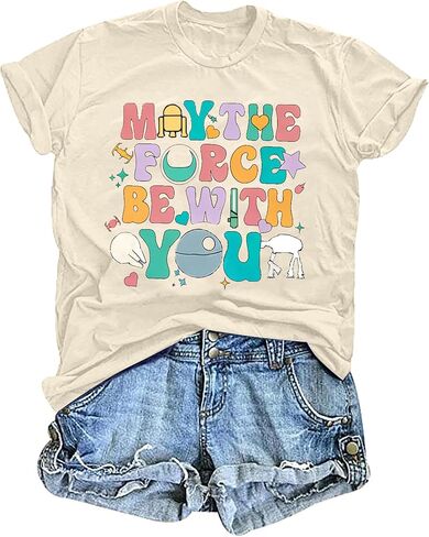 Magical Shirt Women May Shirts Be with You Tshirt Planet Shirts Science Fiction Lover Tee Top in Kuwait