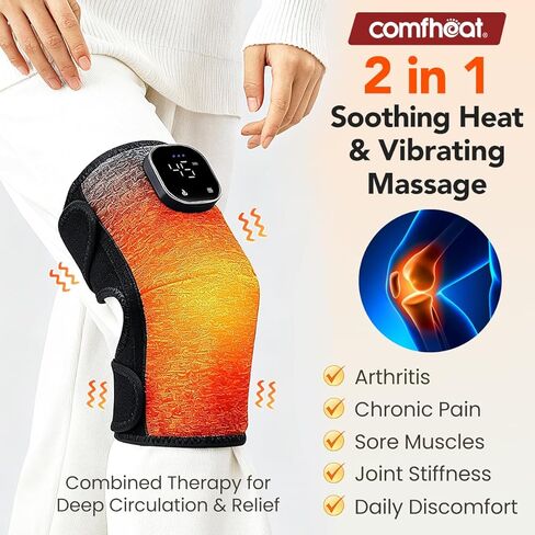 USB Heated Knee Brace with Massage Vibration Knee Massager with Heating for Car Knee Joint Arthritis Pain Relief Knee Heat Wrap Pad for Car Indoor Outdoor Use (Non-Chargeable) in Kuwait