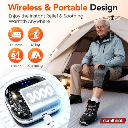 USB Heated Knee Brace with Massage Vibration Knee Massager with Heating for Car Knee Joint Arthritis Pain Relief Knee Heat Wrap Pad for Car Indoor Outdoor Use (Non-Chargeable) in Kuwait