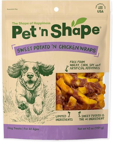 مضغ البطاطا الحلوة من Pet 'n Shape - بطاطس حلوة ملفوفة بالدجاج الطبيعي - 42 أونصة in Kuwait
