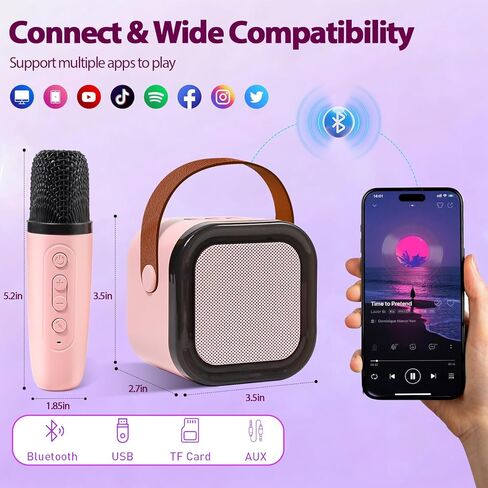 AICase Kpop Merch Karaoke Machine for Adults,Bluetooth Mini Speaker with 2 Wireless Microphones,for Kpop Demon Hunters Cosplay 2026 Birthday Gifts Toys for Ages Family Music Party Hitster Games in Saudi Arabia