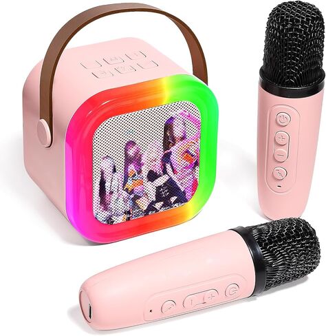 AICase Kpop Merch Karaoke Machine for Adults,Bluetooth Mini Speaker with 2 Wireless Microphones,for Kpop Demon Hunters Cosplay 2026 Birthday Gifts Toys for Ages Family Music Party Hitster Games in Saudi Arabia