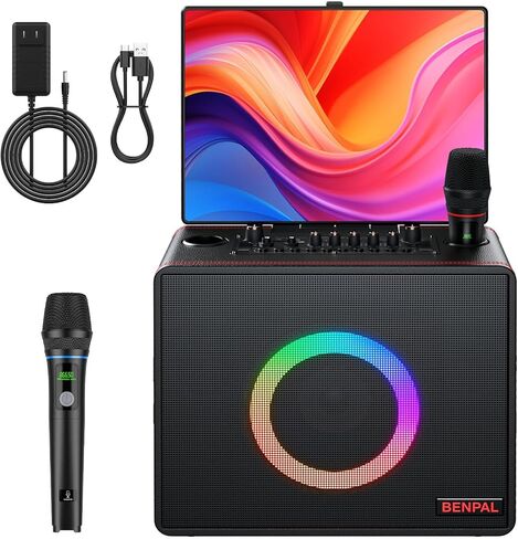 Karaoke Machine for Adults, Built-in 14 Inch Tablet with Lyrics Display, Portable Bluetooth Karaoke Speaker with 2 Wireless Microphones,800W Speaker, Connects to TV for Home Outdoor Party (Large) in Kuwait
