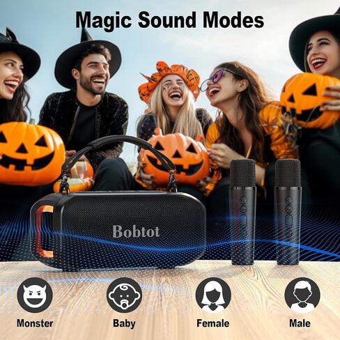 Bobtot Portable Speaker with 2 Wireless Microphones Outdoor Speaker IPX5 Waterproof Speaker with Handle Stereo Loud Sound, Home & Outdoor Party in Saudi Arabia