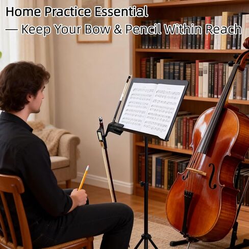 حامل قوس لحامل الموسيقى مع مشبك قلم رصاص - خطاف منظم للكمان والفيولا والتشيلو والباس، ملحق حامل موسيقى محمول للاعبين in Kuwait