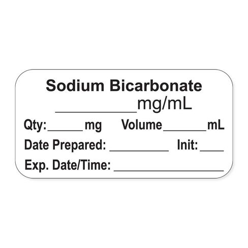 PDC Healthcare LAN-2-89 Anesthesia Label with Exp. Date, Time, and Initial, Paper, Permanent, "Sodium Bicarbonate mg/mL", 1" Core, 1-1/2" x 3/4", 500 per Roll, White (Pack of 500) in Saudi Arabia