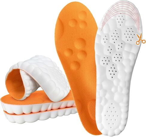 Steppers Insoles for Men & Women, 2026 New 4D Memory Foam Cloud Footstr Insoles, Comfortable & Breathable Massage Shoe Inserts with Arch Support for Foot Pain & Fatigue (Orange, US M 7-11/W 8.5-13.5) in Saudi Arabia