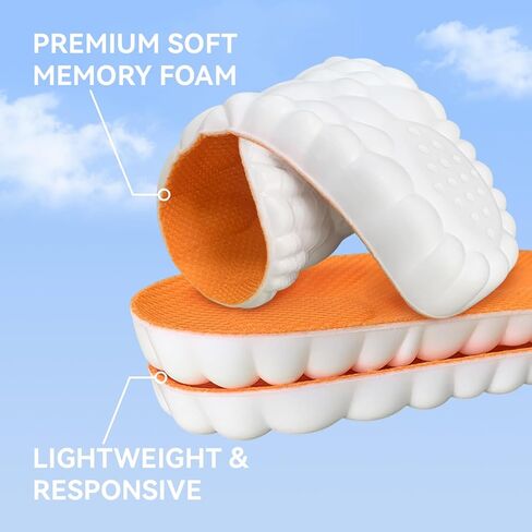 Steppers Insoles for Men & Women, 2026 New 4D Memory Foam Cloud Footstr Insoles, Comfortable & Breathable Massage Shoe Inserts with Arch Support for Foot Pain & Fatigue (Orange, US M 7-11/W 8.5-13.5) in Saudi Arabia