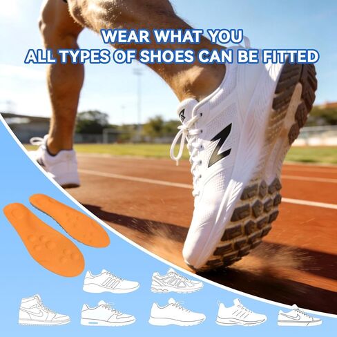 Steppers Insoles for Men & Women, 2026 New 4D Memory Foam Cloud Footstr Insoles, Comfortable & Breathable Massage Shoe Inserts with Arch Support for Foot Pain & Fatigue (Orange, US M 7-11/W 8.5-13.5) in Saudi Arabia