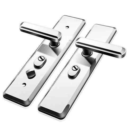 Universal Entrance Security Door Lock Stainless Steel Shinny Multifunction Door Handle Lock Mechanical Lock Set 1Pcs(Square Suit 55mm) in Kuwait