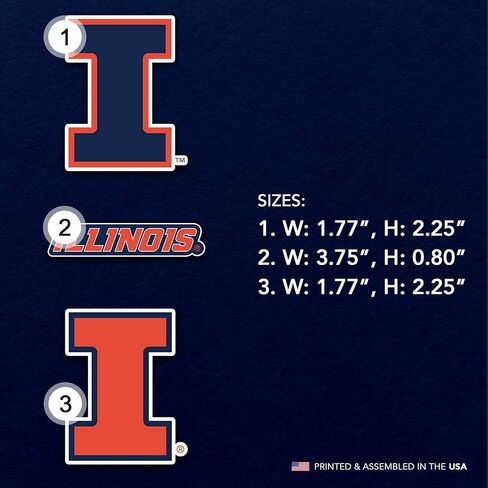 مغناطيس أكريليك من جامعة صبار الصحراء إلينوي، 3 قطع، تصميم زخرفي UIUC Fighting Illini مرخص رسميًا (مجموعة المغناطيس A) in Saudi Arabia