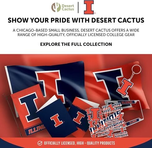 مغناطيس أكريليك من جامعة صبار الصحراء إلينوي، 3 قطع، تصميم زخرفي UIUC Fighting Illini مرخص رسميًا (مجموعة المغناطيس A) in Saudi Arabia