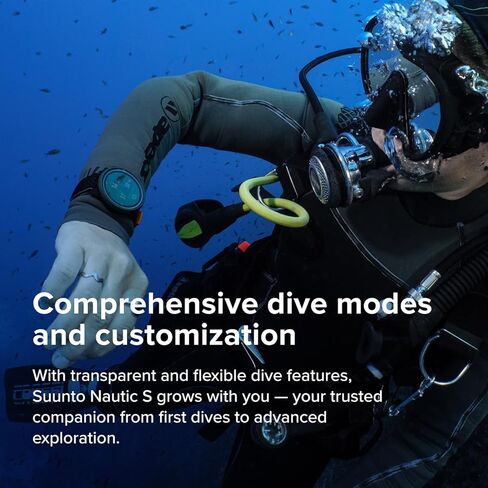 جهاز كمبيوتر SUUNTO Nautic S Dive Watch مع شاشة AMOLED ساطعة ونظام تحديد المواقع العالمي (GPS) والخرائط غير المتصلة بالإنترنت وأدوات الطقس، وضغط الخزان اللاسلكي، حتى 60 ساعة بشحنة واحدة in Saudi Arabia