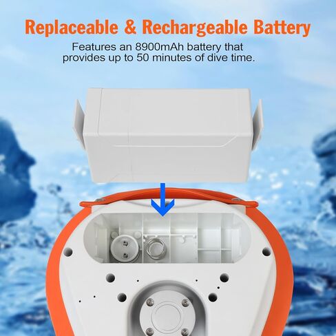 جهاز تهوية للغوص بالبطارية، نظام غوص سكوبا قابل لإعادة الشحن مع بطارية 8900 مللي أمبير في الساعة، نظام غوص بدون خزان معتمد من شركة الطيران مع خرطوم تنفس بطول 23 قدمًا ومنظم للغوص الترفيهي in Kuwait