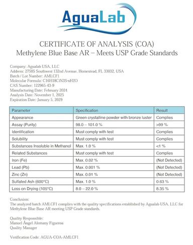 قطرات الميثيلين الزرقاء 1% 99.99% نقية USP 100 مل محلول من الدرجة الصيدلانية تم اختباره من قبل طرف ثالث زجاجة قطارة زجاجية من المعادن الثقيلة للاستخدام في الأبحاث المعملية Azul de Metileno in Saudi Arabia