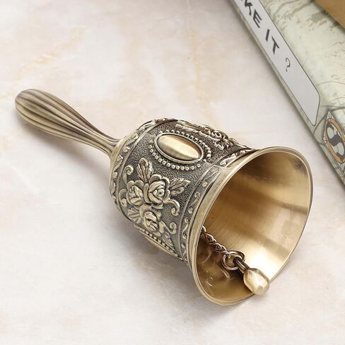 Zinc Alloy Hand Bell, Vintage Rose Pattern Metal Call Bell, Electroplating Polish Finish, Ideal for Dinner Hotel Classroom Pets Signal in Saudi Arabia