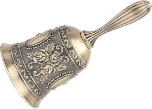 Zinc Alloy Hand Bell, Vintage Rose Pattern Metal Call Bell, Electroplating Polish Finish, Ideal for Dinner Hotel Classroom Pets Signal in Saudi Arabia