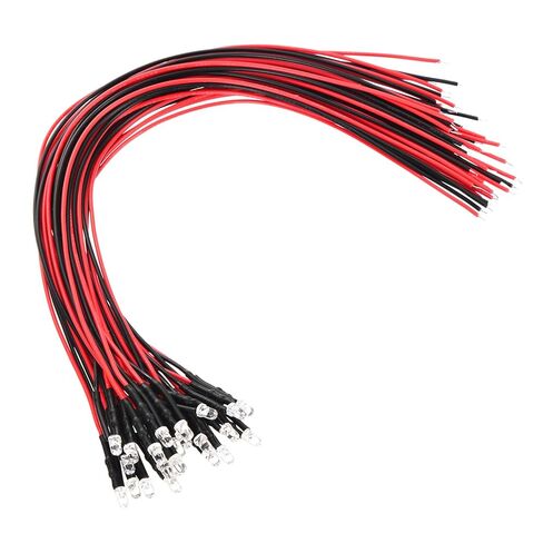 مصباح LED ثنائي LED أبيض دافئ 3 مم من PATIKIL، 20 قطعة 3 فولت تيار مستمر سلكي مسبقًا لمبات LED صغيرة باعثة للضوء لإضاءة مؤشر RC DIY، ضوء أبيض دافئ in Kuwait