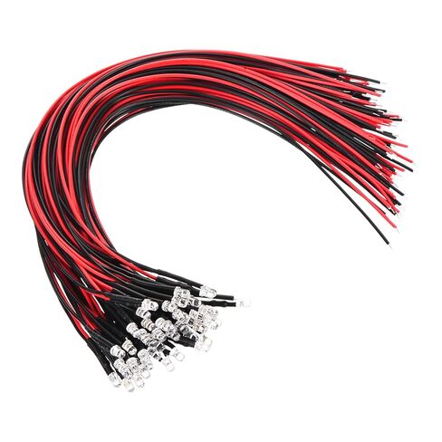 PATIKIL 3mm Warm White LED Diode Light, 20 Pcs 3V DC Pre Wired Mini LED Lights Bulb Light-Emitting Lamp for RC DIY Indicator Lighting, Warm White Light in Kuwait