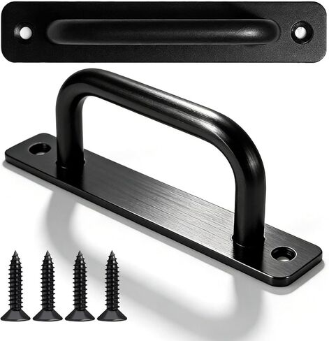 Matte Black Barn Door Handles, 2 Pack Heavy Duty Aluminum Alloy Pull Handles, 5 Inch Hole Center, Modern Rectangular Door Handles with Screws for Sliding, Pocket, Closet & Cabinet Doors in Kuwait