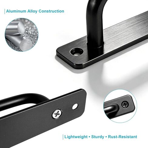 Matte Black Barn Door Handles, 2 Pack Heavy Duty Aluminum Alloy Pull Handles, 5 Inch Hole Center, Modern Rectangular Door Handles with Screws for Sliding, Pocket, Closet & Cabinet Doors in Kuwait