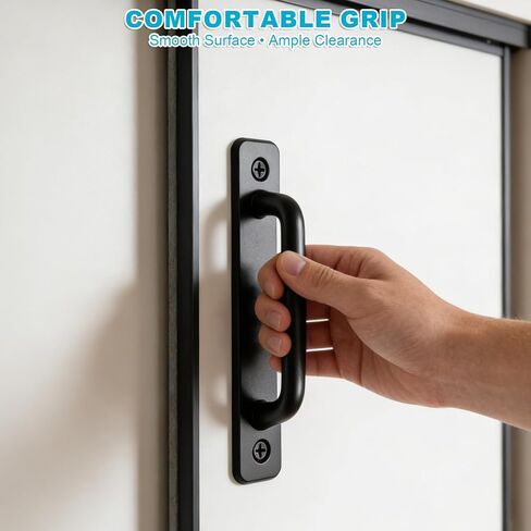Matte Black Barn Door Handles, 2 Pack Heavy Duty Aluminum Alloy Pull Handles, 5 Inch Hole Center, Modern Rectangular Door Handles with Screws for Sliding, Pocket, Closet & Cabinet Doors in Kuwait