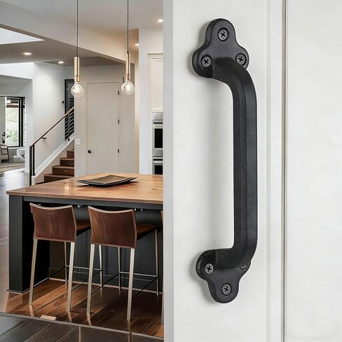 9 Inch Barn Door Handles, Heavy Duty Rustic Design Barn Door Pull, for DIY Sliding Barn Door, Gate, Shed, Garage | Solid Metal Material, Matte Black in Saudi Arabia
