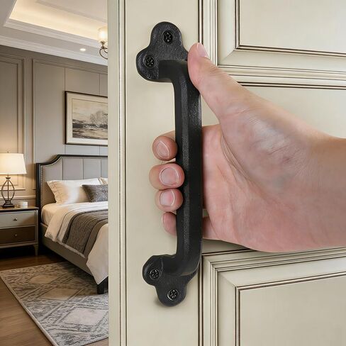 9 Inch Barn Door Handles, Heavy Duty Rustic Design Barn Door Pull, for DIY Sliding Barn Door, Gate, Shed, Garage | Solid Metal Material, Matte Black in Saudi Arabia